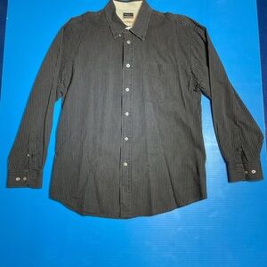 Haggar Men's Black Pinstripe Button Down Shirt